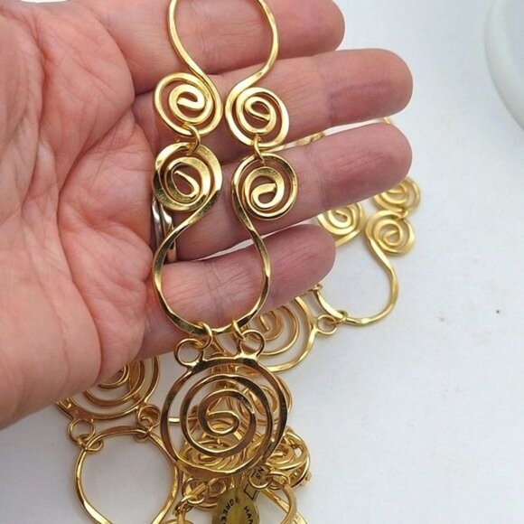 HP NWT Nikolis Creation Hand Made Greece Gold Plated Scroll Necklace & Earrings - Picture 6 of 7